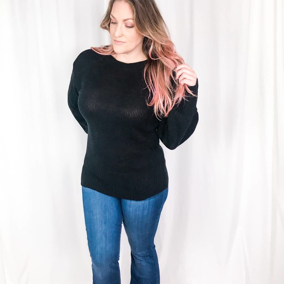 TU NWT Black Tie Back Sweater Size Large - Picture 6 of 8